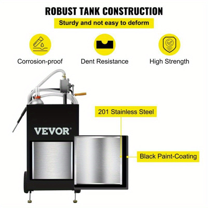 VEVOR 30 Gallon Portable Fuel Caddy with Wheels & Manual Pump