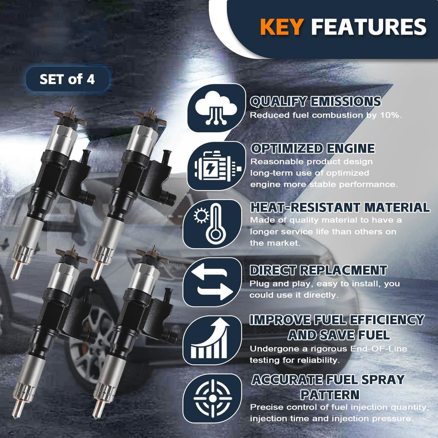 4pcs Fuel Injector 095000-5471 095000-8901 for Denso 01-07 for ISUZU NPR NPR-HD 4HK1 Diesel