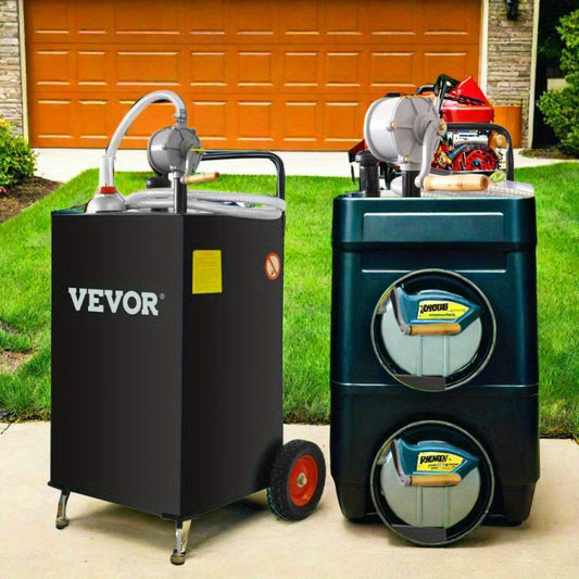 VEVOR 30 Gallon Portable Fuel Caddy with Wheels & Manual Pump