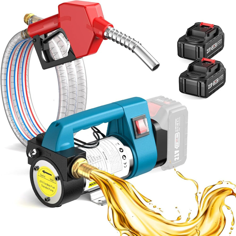 Seesii 12GPM Portable Self-Priming Diesel Pump Kit, 21V Cordless Diesel Transfer Pump with 2X4.0Ah Battery