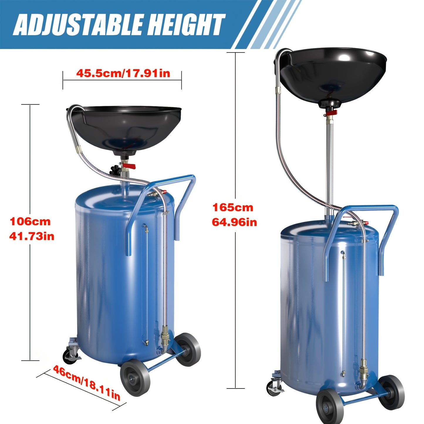 [Air Operated | Waste Oil Drain] 20 Gallon Air Operated Waste Oil Drain Tank With Wheels