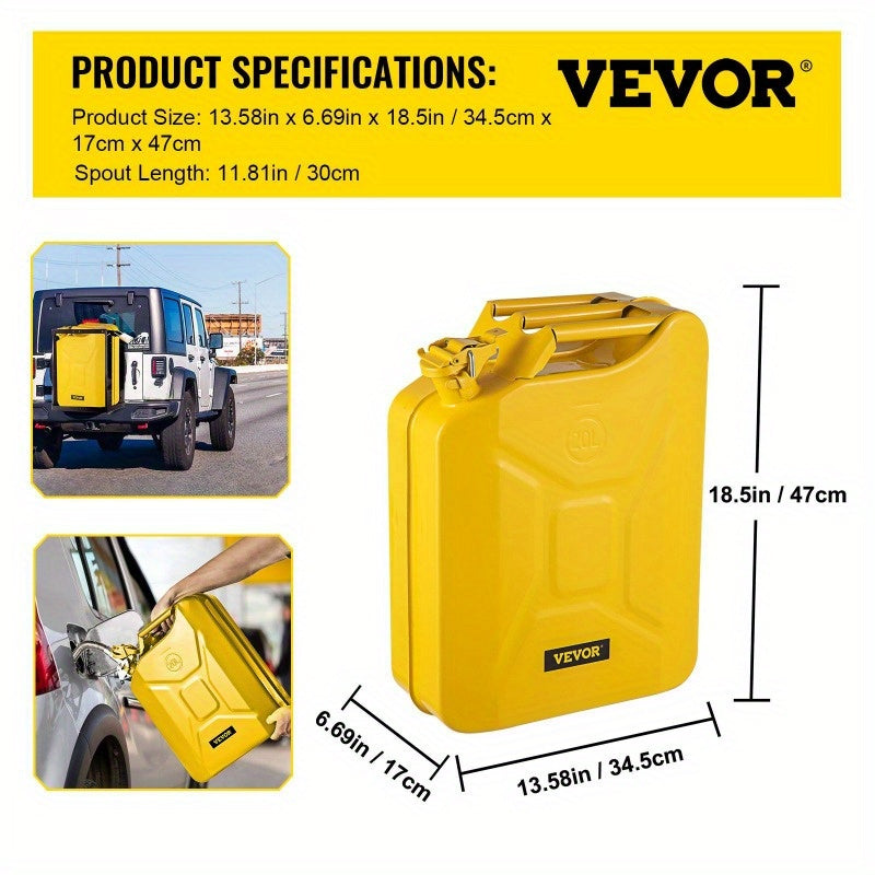 Jerry Fuel Can 5.3 Gallon 20 L Portable Jerry Gas Can with Flexible Spout System Rustproof and Heat Resistant