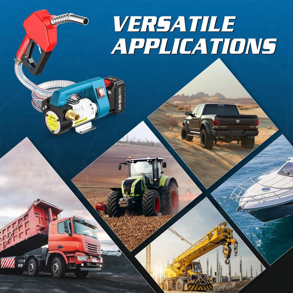 Seesii 12GPM Portable Self-Priming Diesel Pump Kit, 21V Cordless Diesel Transfer Pump with 2X4.0Ah Battery