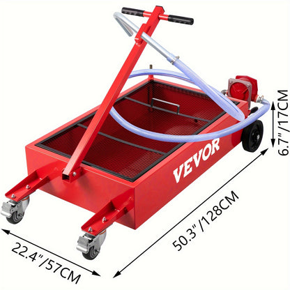 [Oil Drain Pan | 18G] VEVOR 18 Gallon Large Capacity Oil Drain Pan | Low Profile, Foldable, With Pump, Hose, Swivel Casters Wheels