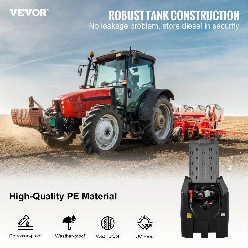 VEVOR 116 Gallon Portable Diesel Fuel Tank with 12V Electric Transfer Pump & 13.1ft Hose, 10 GPM Flow Rate