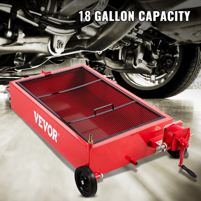 [Oil Drain Pan | 18G] VEVOR 18 Gallon Large Capacity Oil Drain Pan | Low Profile, Foldable, With Pump, Hose, Swivel Casters Wheels
