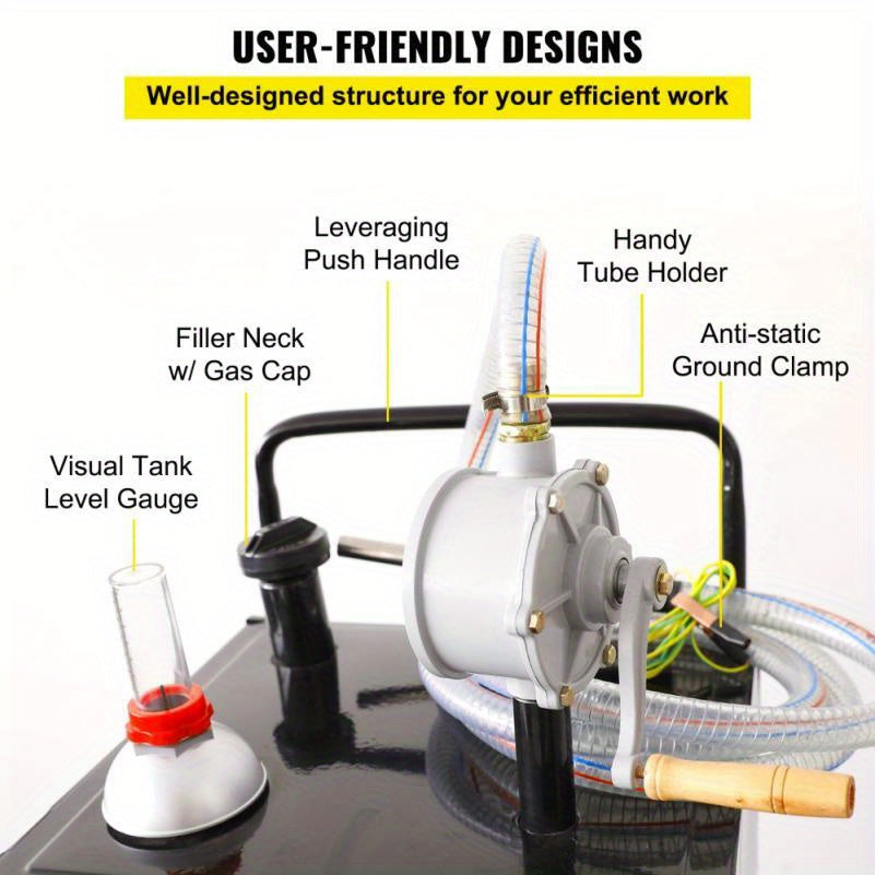 VEVOR 30 Gallon Portable Fuel Caddy with Wheels & Manual Pump