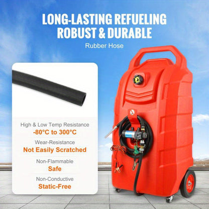 32 Gallon Portable Fuel Caddy with 12V DC Pump and 8. 2 ft Hose for Gasoline and Diesel Storage