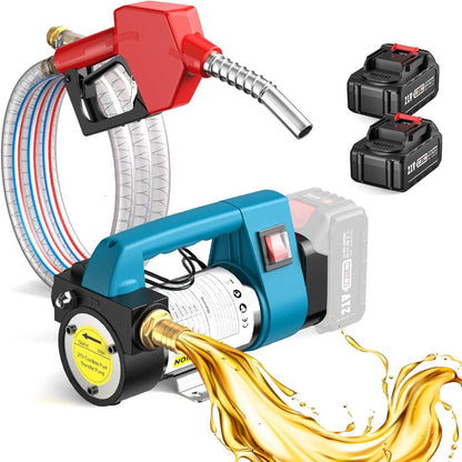 Seesii 12GPM Portable Self-Priming Diesel Pump Kit, 21V Cordless Diesel Transfer Pump with 2X4.0Ah Battery